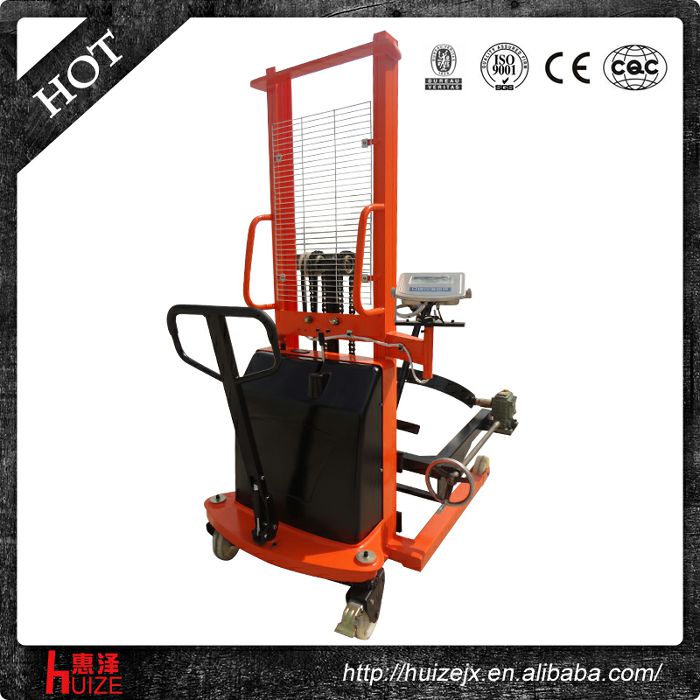 半電動(dòng)稱重油桶車（夾鐵桶，手搖翻轉(zhuǎn)倒料）