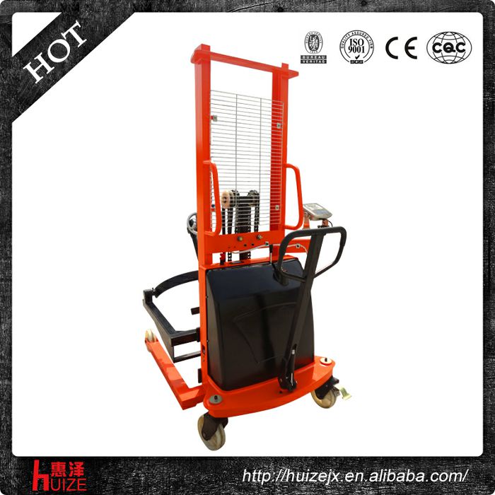 半電動(dòng)稱重油桶車（夾鐵桶，手搖翻轉(zhuǎn)倒料）